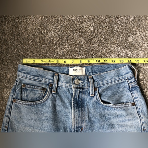 AGOLDE Cherie High Rise Straight Leg Jean in Tone Blue Denim Size 25 Waist - Picture 13 of 16